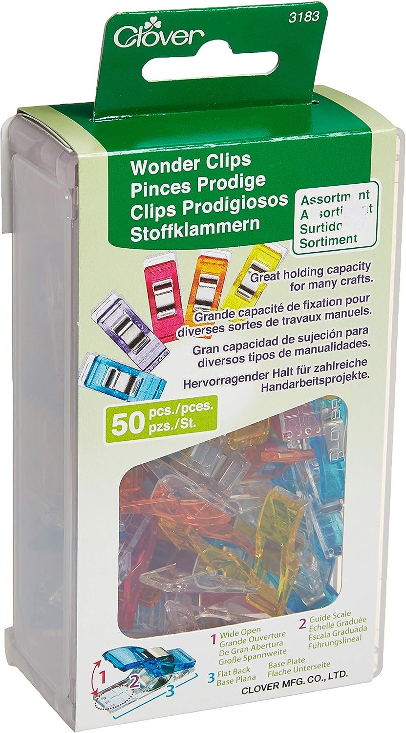 Clover 3183 50-Piece Wonder Clips, Assorted Colors