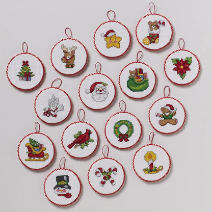 Bucilla Cross-Stitch 14 Piece Ornament Making Kit, Classic Christmas Collection, Perfect for DIY Arts and Crafts, 89454E