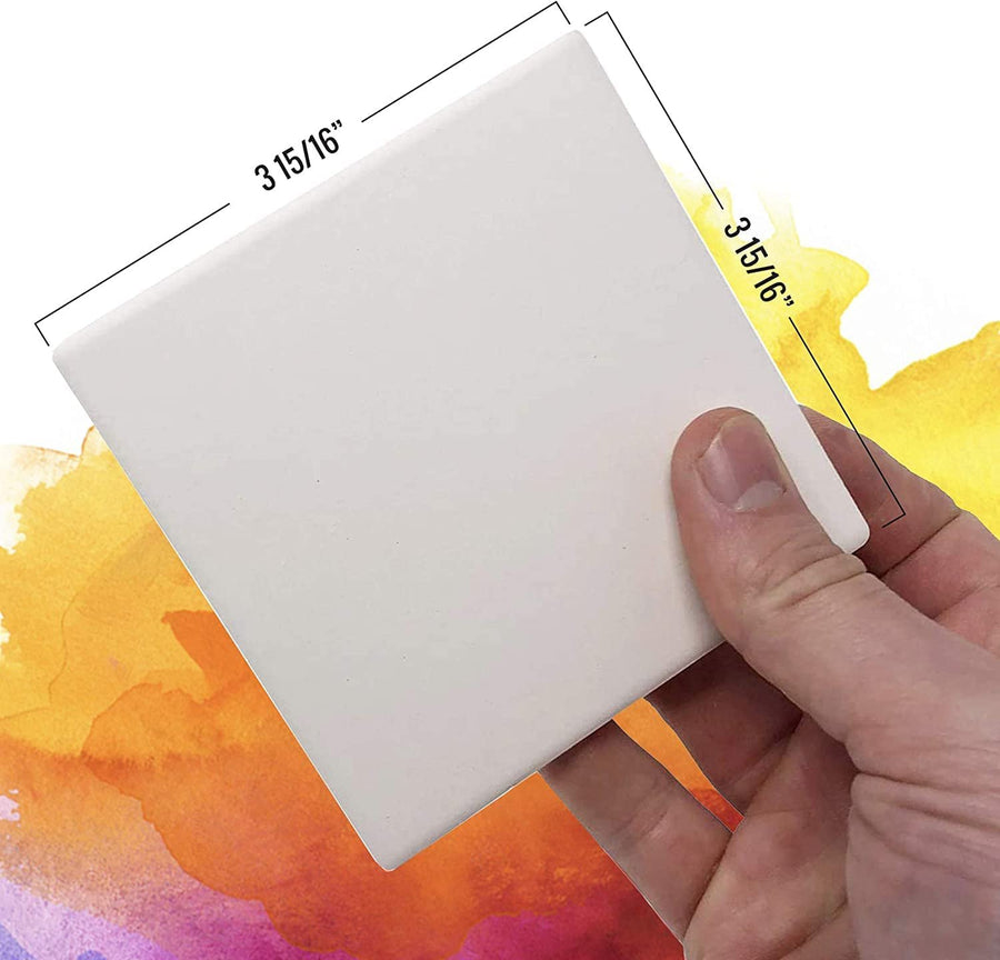 100 Pack Ceramic Tiles for Crafts Coasters, Round White Tiles Unglazed  4-Inches with Cork Backing Pads, for Alcohol Ink or Acrylic Pouring, DIY  Make