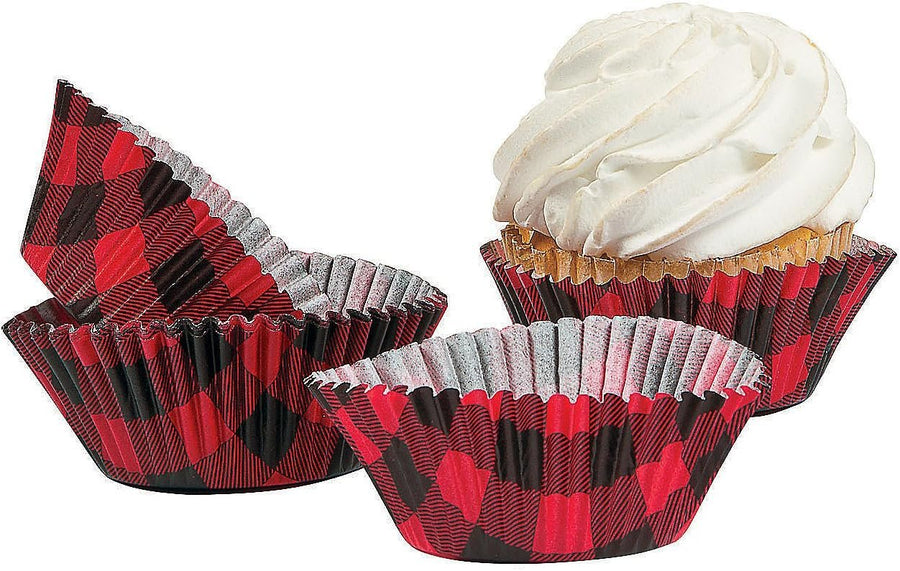 Buffalo Plaid Cupcake Wrappers - Bulk 100 Pack - Christmas Baking Cups and Lumberjack Party Supplies