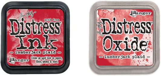 Bundle- Ranger Ink - Tim Holtz - Lumberjack Plaid - Distress Oxide Ink Pad & Distress Ink Pad Set - October 2022