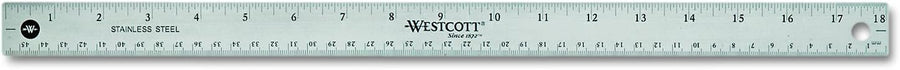 Westcott 10417 Stainless Steel Metal Ruler with Non-Slip Cork Base, 18 In