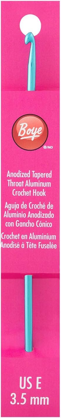 Boye 332621800EM Aluminum Crochet Hook, Size E, 3.5 mm, 6'', blue