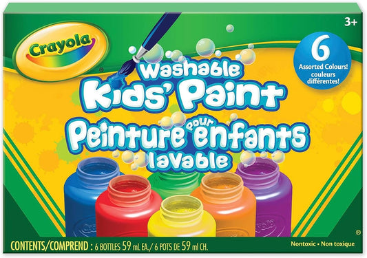 Crayola Washable Kids Paint, Classic Colors, 6 Count, Painting Supplies, Gift