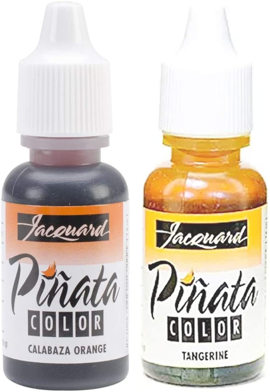Jacquard Pinata Alcohol Inks Orange Bundle, Tangerine and Calabaza Orange and 10X Pixiss Ink Blending Tools