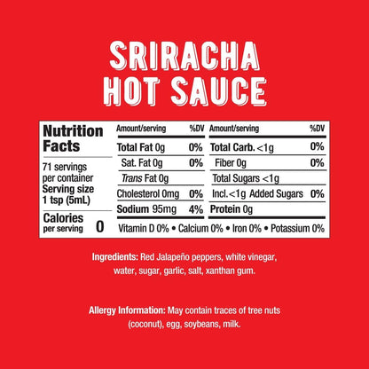 Melinda’s Sriracha Hot Sauce - Classic, Gourmet Sriracha Sauce Made with Fermented Red Jalapeños & Garlic - Keto, Kosher, Vegan, Non-GMO and Gluten Free Hot Sauce - 12oz, 1 Pack