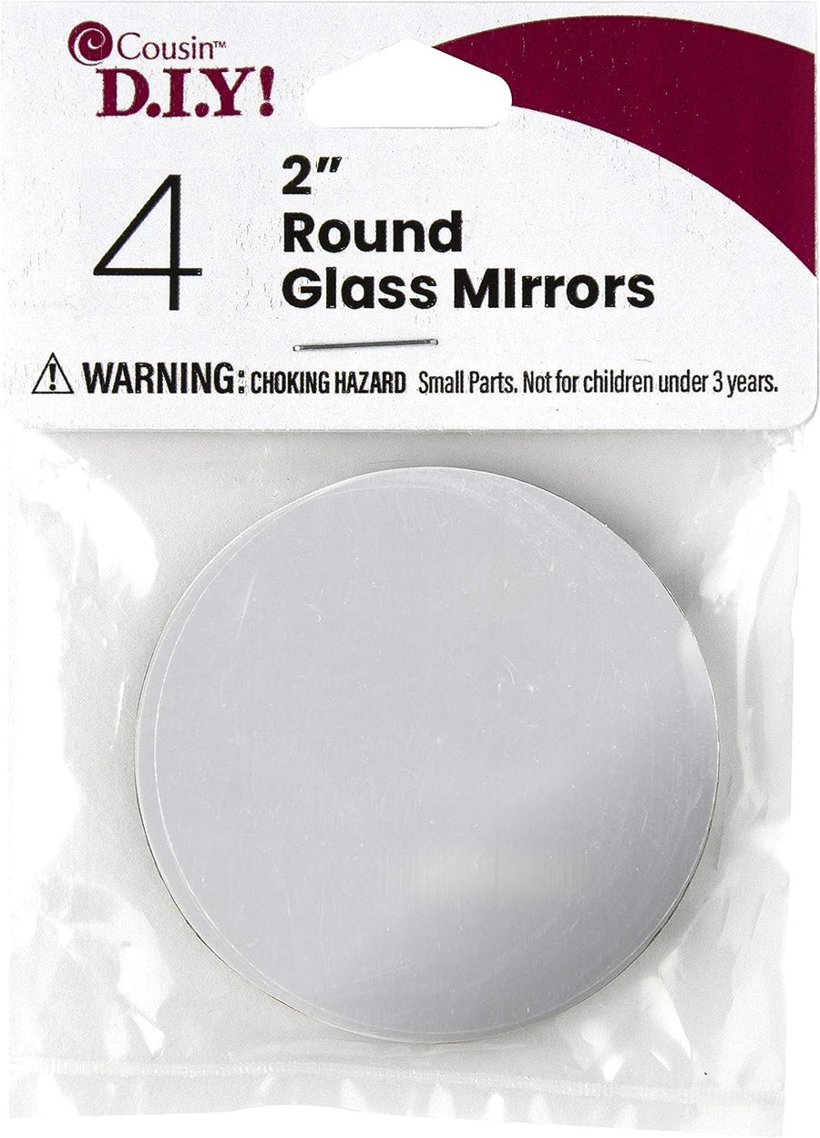 Cousin DIY Mirror 4 Piece Round Glass Set, 2 inch Diameter