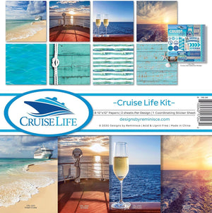 Reminisce Cruise Life Scrapbook Collection Kit Paper Crafts, Multi Color Palette 12x12 inches