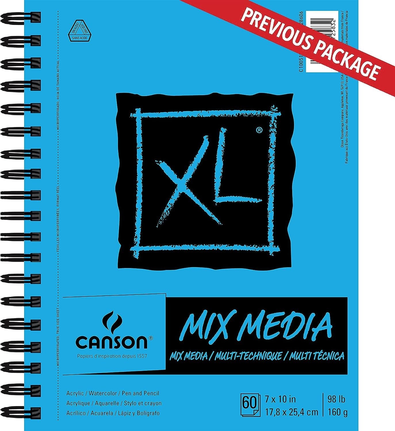 Canson 100510929 XL Series Mix Media Paper Pad, 98 Pound, 11 x 14 Inches, 60 Sheets