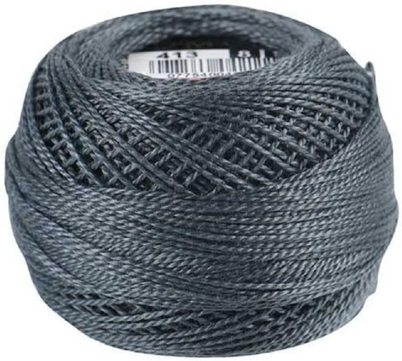 DMC 116 8-413 Pearl Cotton Thread Balls, Dark Pewter Grey, Size 8