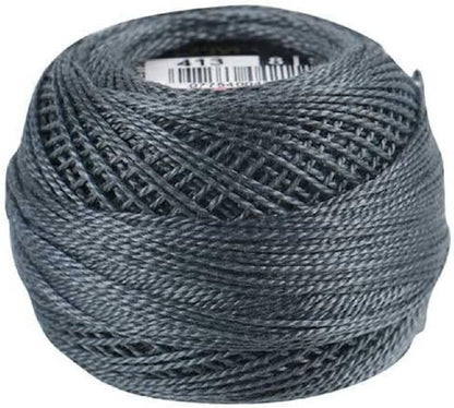 DMC 116 8-413 Pearl Cotton Thread Balls, Dark Pewter Grey, Size 8
