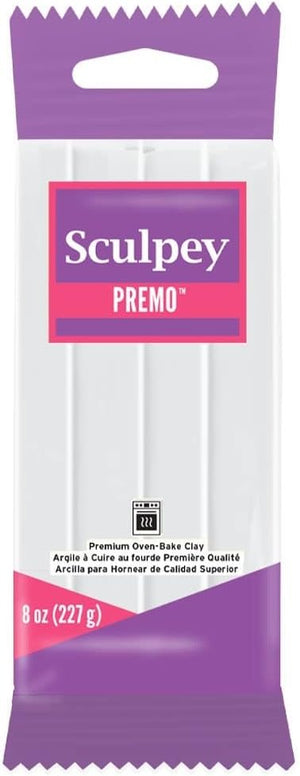 Sculpey Premo Polymer Oven-Bake Clay, White, Non Toxic, 8 oz. bar, Great for jewelry making, holiday, DIY, mixed media and home décor projects. Premium clay Great for clayers and artists.