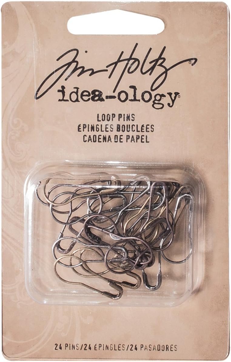 Loop Pins by Tim Holtz Idea-ology, Pack of 24, Nickel, Brass and Copper Finishes, TH93200