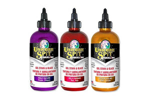 Unicorn SPiT Sparkling - Gel Stain & Glaze - 8oz Sunset Sparkle Collection - Violet Vulture, Dolly Firebird, Golden Gosling