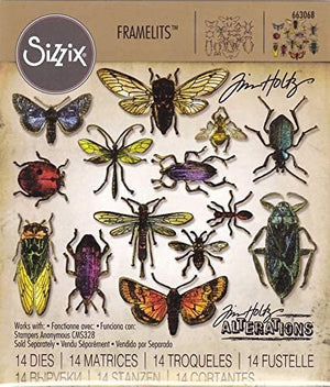 Tim Holtz Entomology - Stampers Anonymous Cling Stamps and Sizzix Framelits Die Set - Two Item Bundle