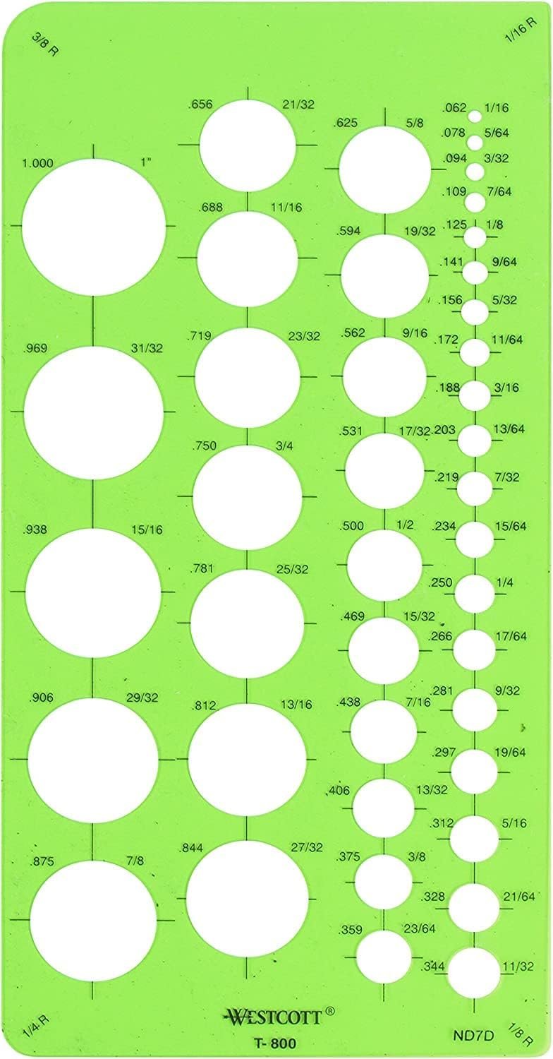 Westcott T-800 Small Circles Template, Plastic Geometric Shapes Template Tool for Drawing and Drafting
