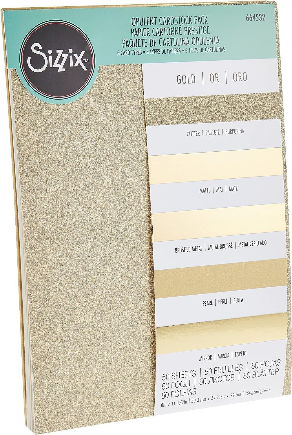 Sizzix Ivory, Surfacez, Surfaces-Opulent Cardstock, 8x11.5 inches, 50 Pack