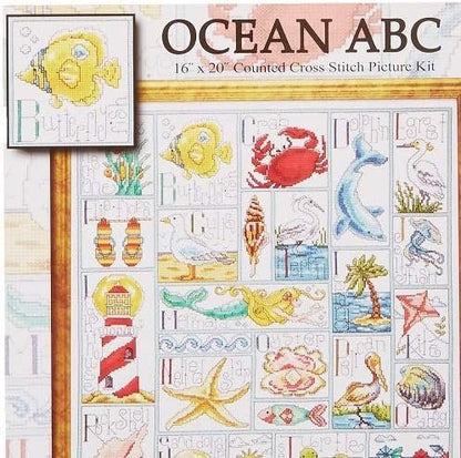 Tobin 14 Count Ocean ABC Counted Cross Stitch Kit, 16 by 20-Inch