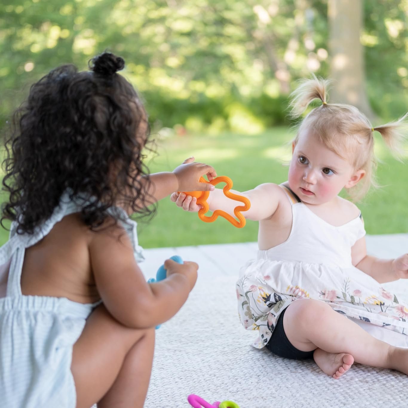 Fat Brain Toys Lil Dimpl Orange - Popping Sensory Toy & Teether, Ages 0+