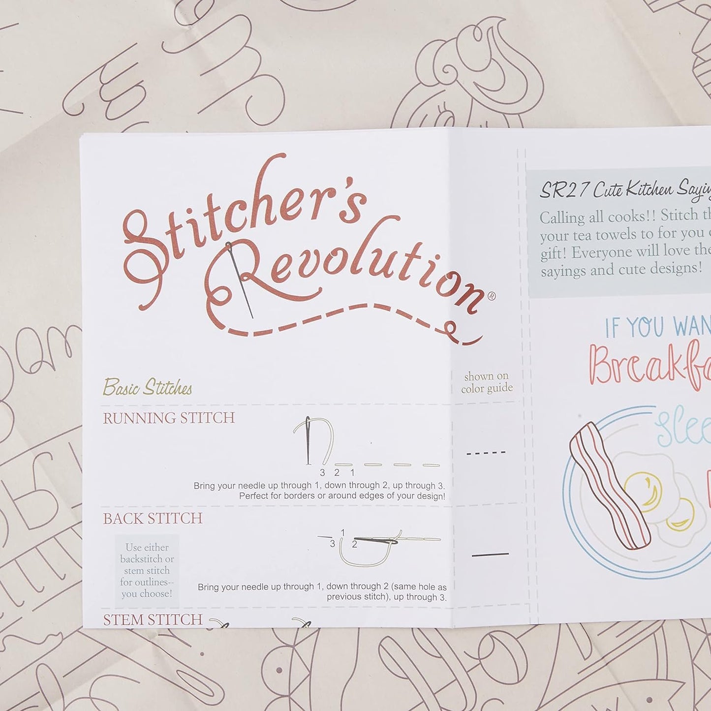 Stitcher's Revolution Cute Kitchen Sayings Iron-On Transfer Patterns for Embroidery, red