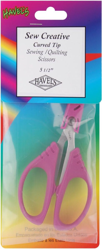 Havel's Sew Creative 5-1/2-Inch Curved Tip Sewing/Quilting Scissors-Pink Comfort Grips