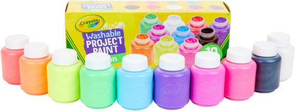 Crayola Washable Kids Project Paint - Neon (2oz), Arts & Crafts Supplies for Kids, Preschool & Kindergarten, Gifts, Ages 3+