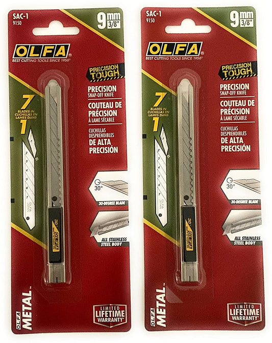 OLFA 9150US SAC-1 9mm Stainless Steel Auto-Lock Graphics Knife, Silver