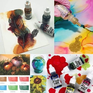 Jacquard Pinata Color Exciter Pack Alcohol Ink Bundle with Alcohol Blending Solution, Pixiss Blending Tools and Pixiss 9x12 Inch Alcohol Ink Paper