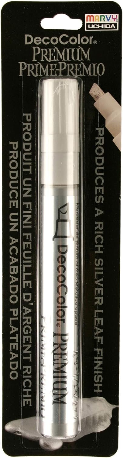 Uchida Of America 350-CSLV DecoColor Premium 3 Way Chisel Point Pen, Silver