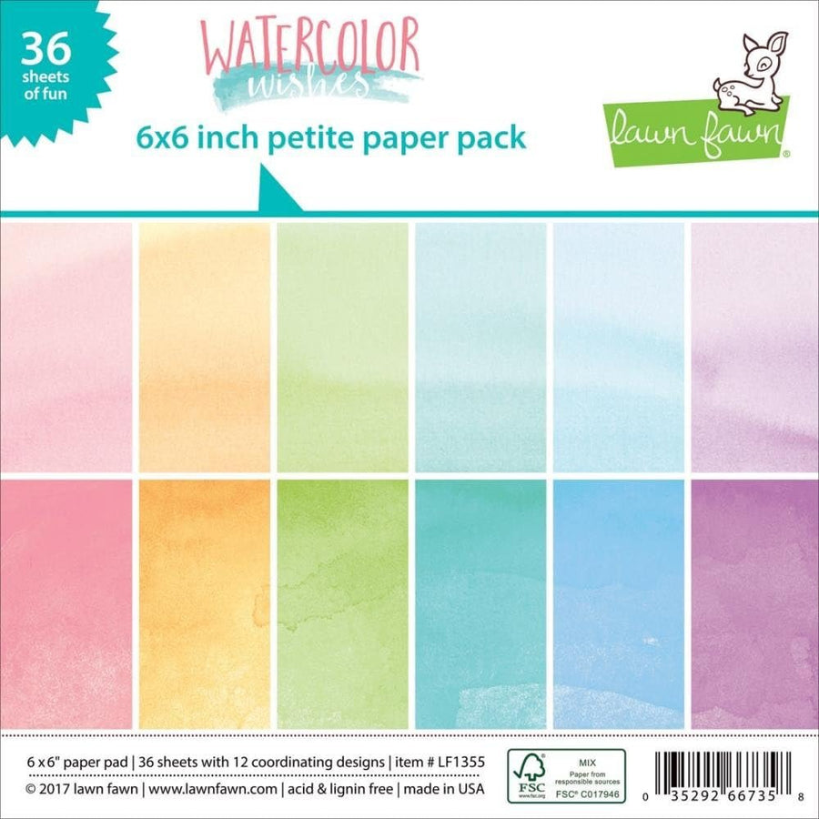 Lawn Fawn Petite Paper Pack - LF1355 Watercolor Wishes 6"X6"