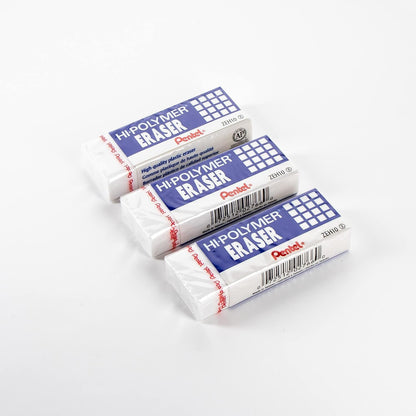 Pentel Hi-Polymer White Cap Erasers 10 Pack ZEH02BP10