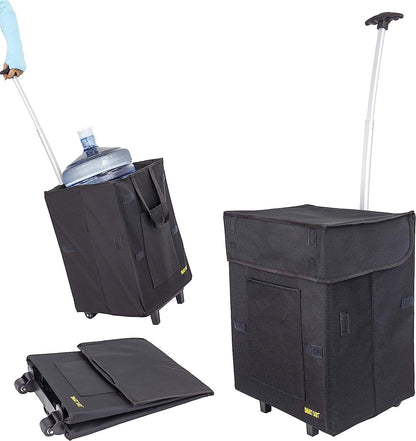 dbest products Bigger Smart Cart, Black Collapsible Rolling Utility Cart Basket Grocery Shopping Teacher Hobby Craft Art