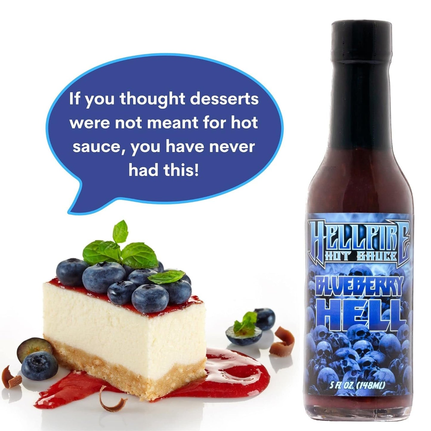 Hellfire Blueberry Hell Hot Sauce with Carolina Reaper Peppers, Gourmet, Award-Winning Fruit-Based Hot Sauce, 5 oz.