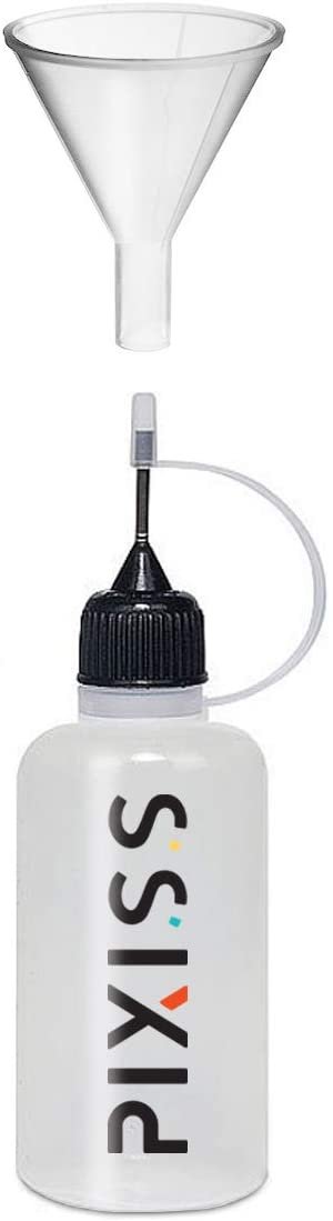 Jacquard Pinata Blanco and Mantilla Black Bundle - Black and White Colors (4-Ounce Bottles), 3 Pixiss 20ml Needle Tip Applicator and Refill Bottles and 1.5 inch Funnel Bundle for Yupo and Resin