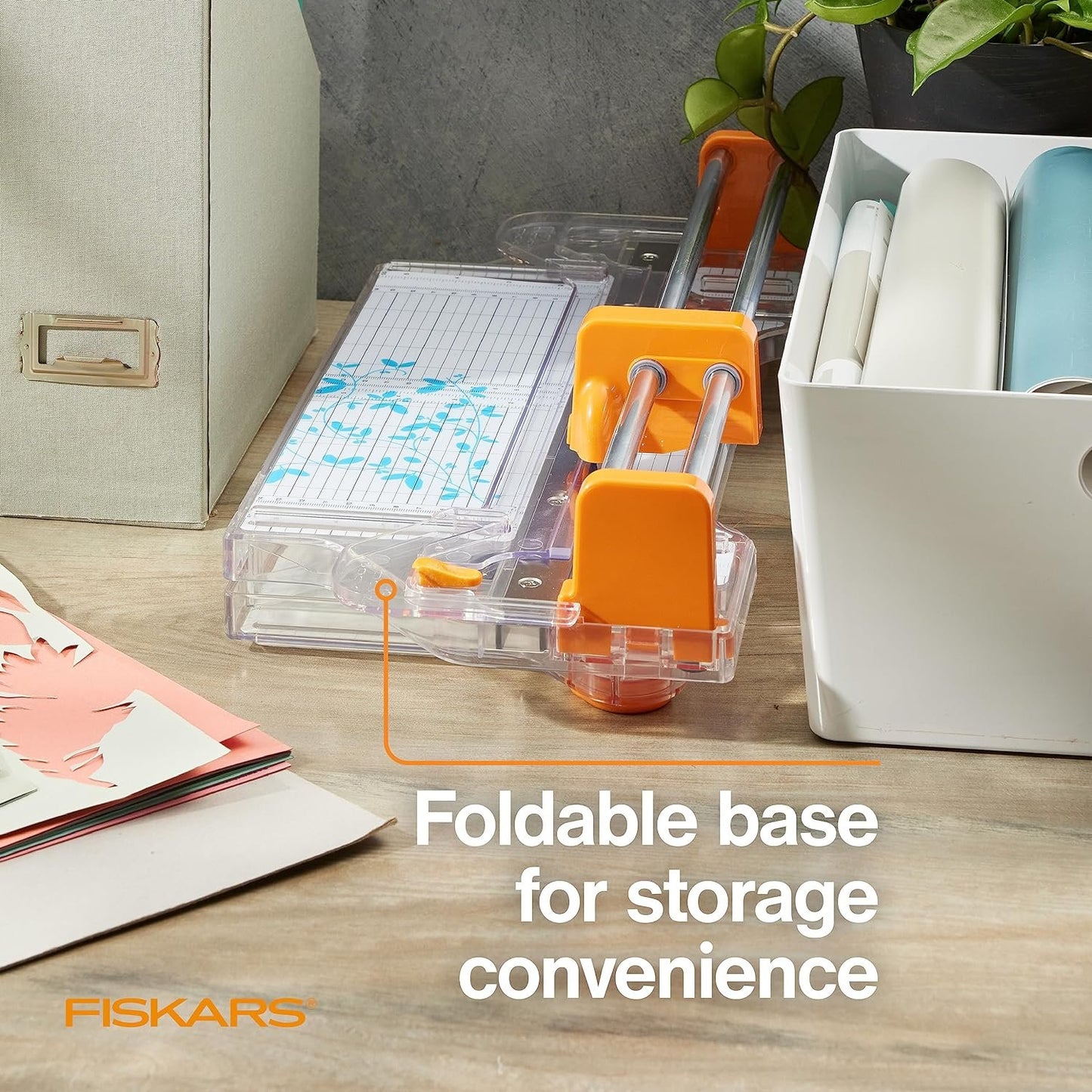 Fiskars ProCision™ Rotary Bypass Paper Trimmer - 12" Cut Length - Craft Paper and Mixed Media Cutter with Grid Lines Orange