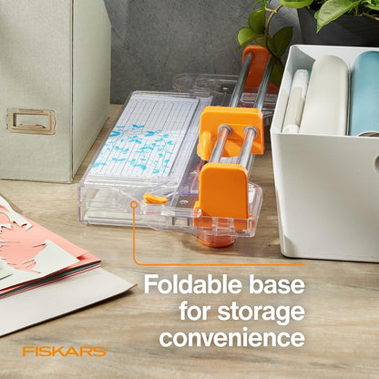 Fiskars ProCision™ Rotary Bypass Paper Trimmer - 12" Cut Length - Craft Paper and Mixed Media Cutter with Grid Lines Orange