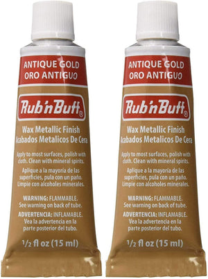 Amaco Rub 'N Buff Wax Metallic Finish, Antique Gold, 0.5 Fluid Ounce, Pack of 2