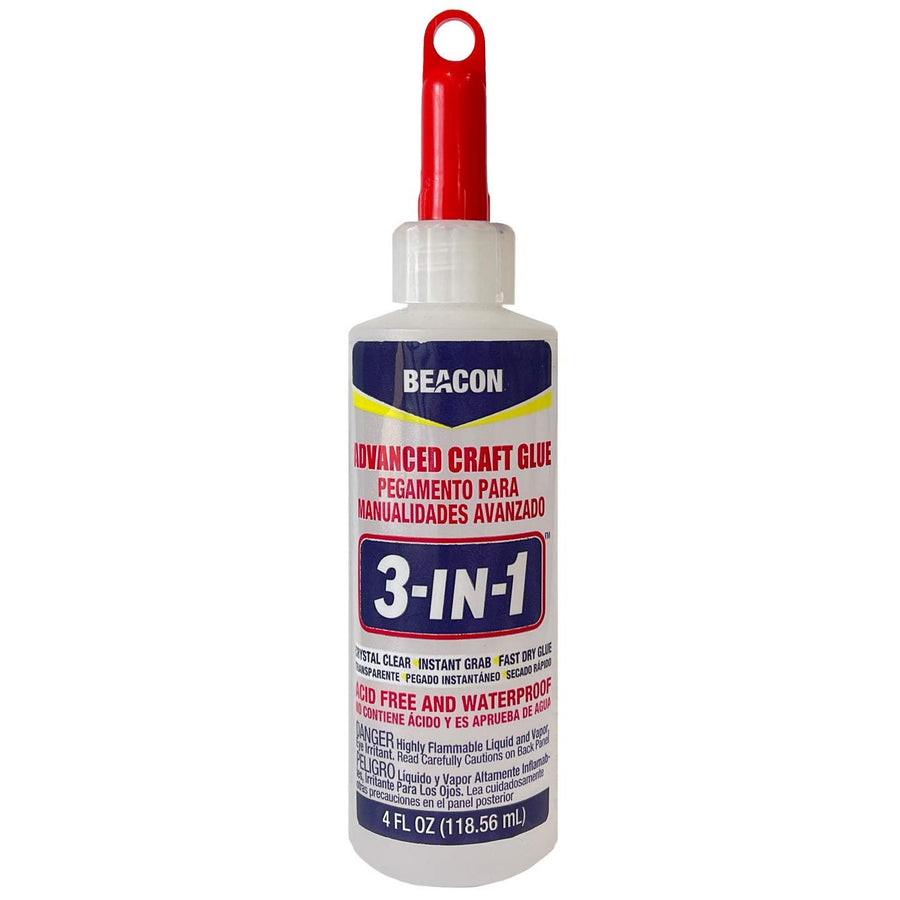 BEACON 3-in-1 Advanced Craft Glue - Fast-Drying, Crystal Clear Adhesive for Wood, Ceramics, Fabrics, and More, 4-Ounce