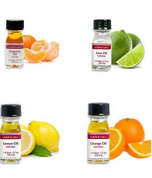 LorAnn SS 4 pack Citrus Flavor Mix ( tangerine Oil, Lime Oil, Lemon Oil. Orange Oil) - 1 dram bottle (.0125 fl oz - 3.7ml) Bottles