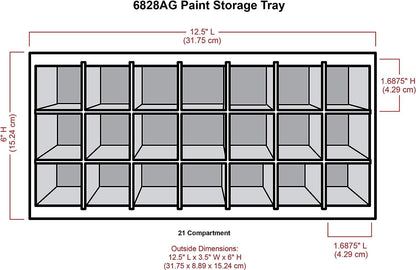 ArtBin 6828AG Paint Storage Tray, Art & Craft Supply Storage, Super Satchel System Accessory, Wall Mountable 21 Compartment Paint Organizer, White