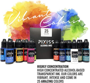 PIXISS Alcohol Ink Set of 25 - Highly Saturated